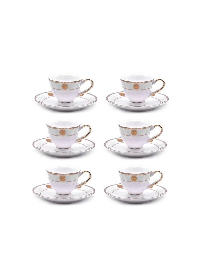 Bone China Tea Cup & Saucer Set - 12 pcs