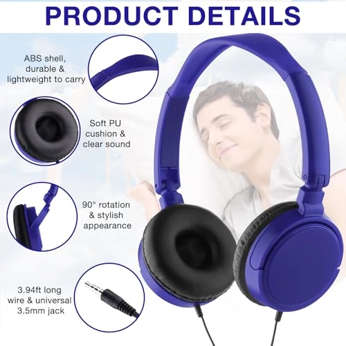 6 Pack Classroom Headphones Wired Headphone