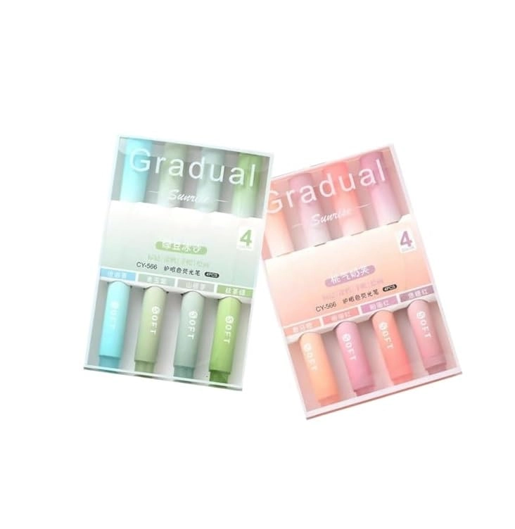 BuyLift Pastel Highlighter Pens - Green, Pink, Orange Chisel