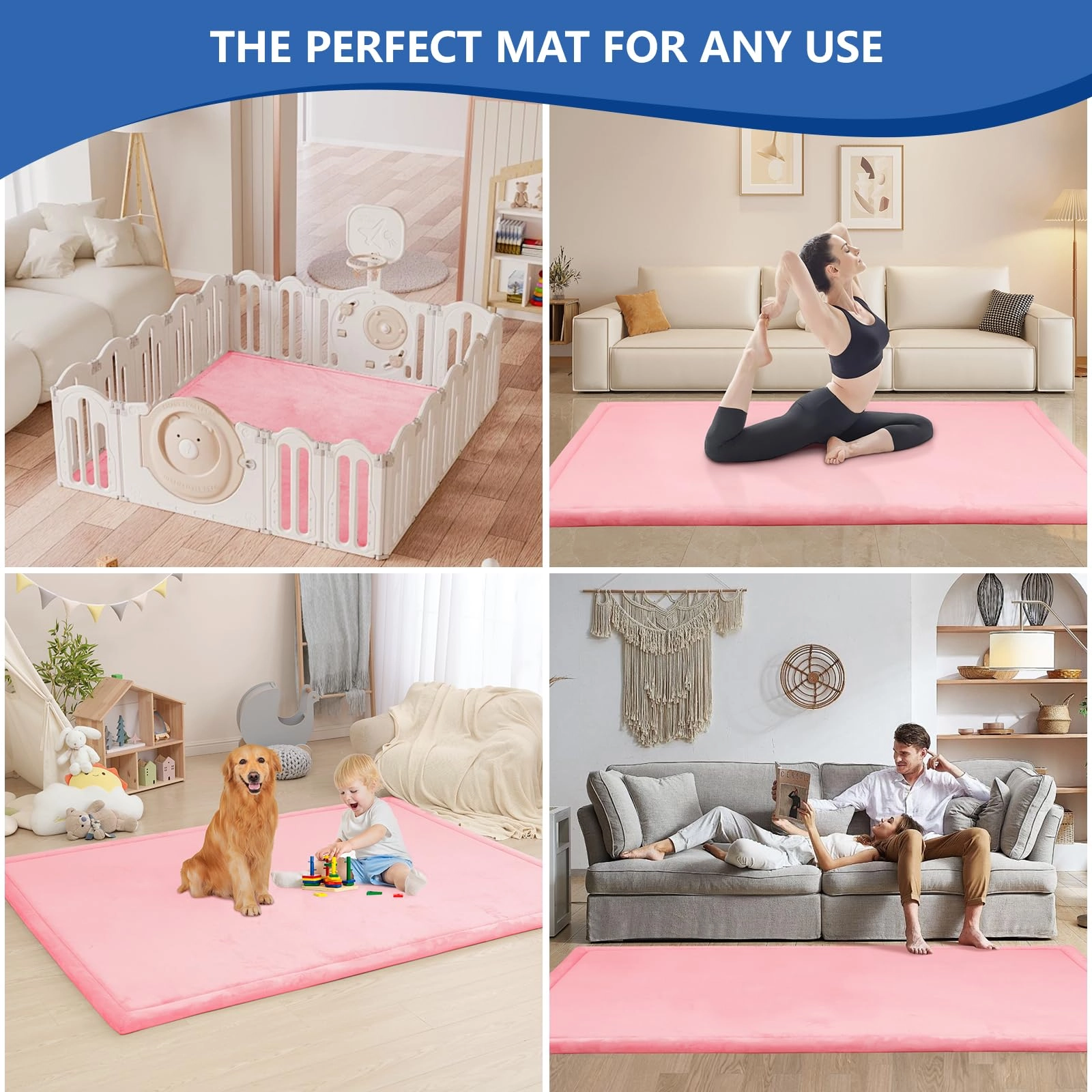 Baby Activity Play Mat - 79"x118" 1.3" Thick Cream
