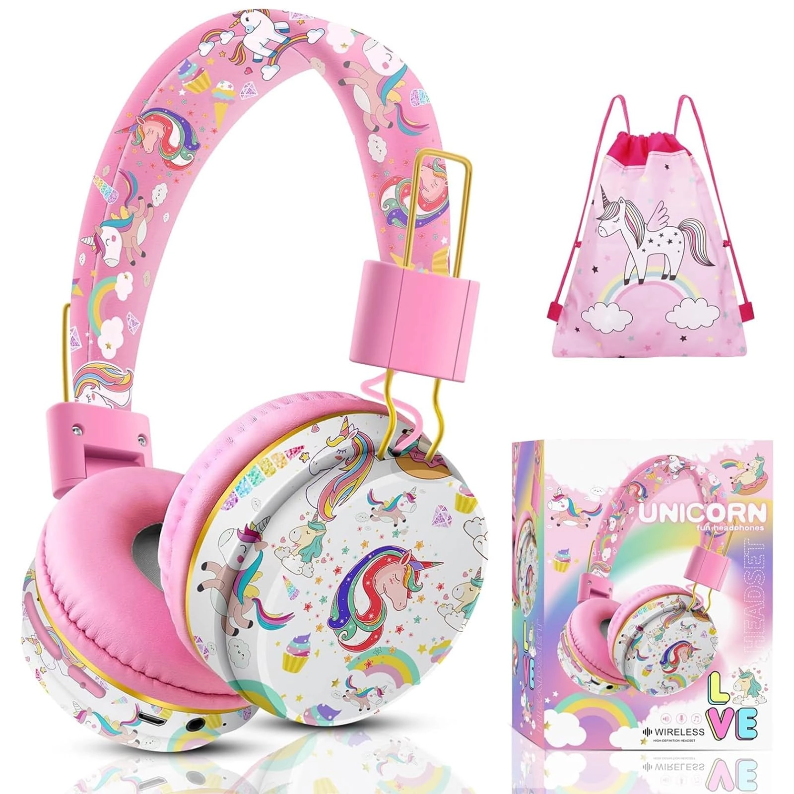 YARDHOBI Unicorn - Wireless Headphone + Wristband + Drawstring Bag