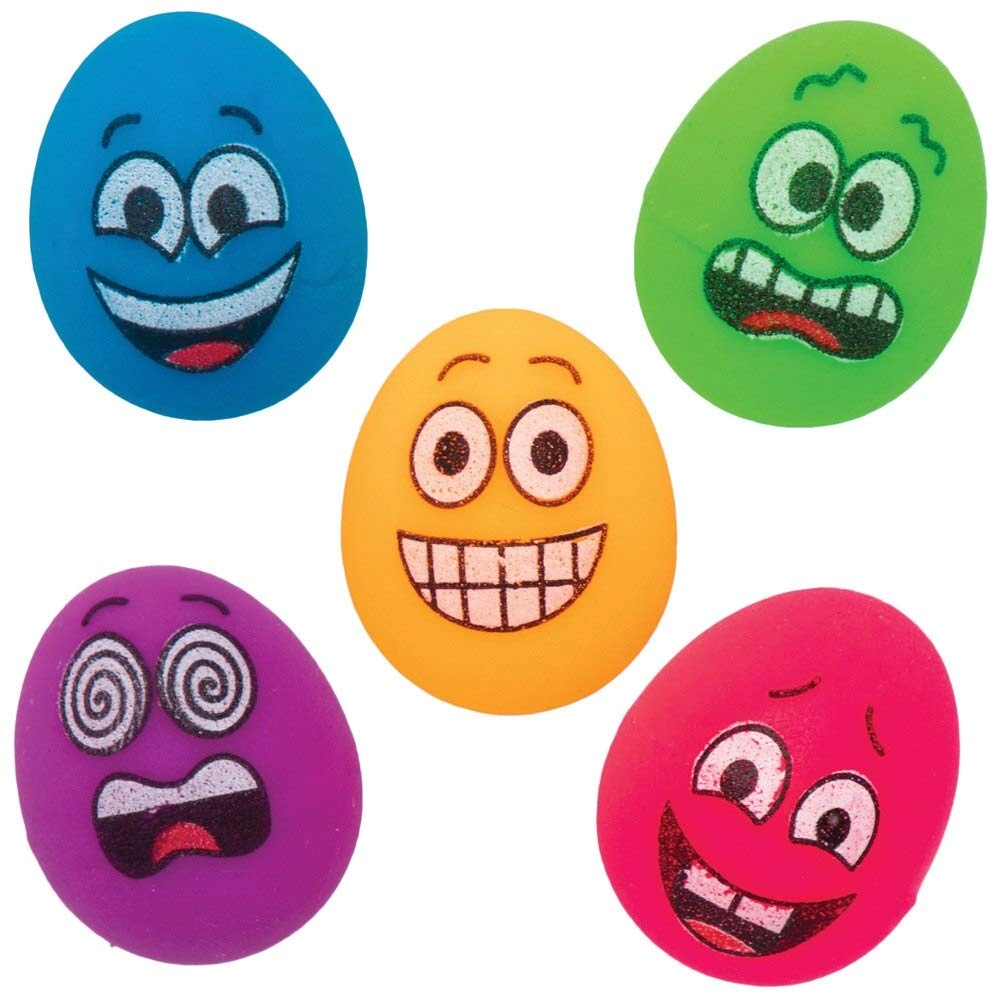 Baker Ross Mini Funky Face Egg Bouncy Balls - 3+ years 10 pcs
