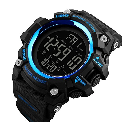 Multifunctional Waterproof Watches Outdoor Sports Digital Military LED Double Time 54mm Plastic