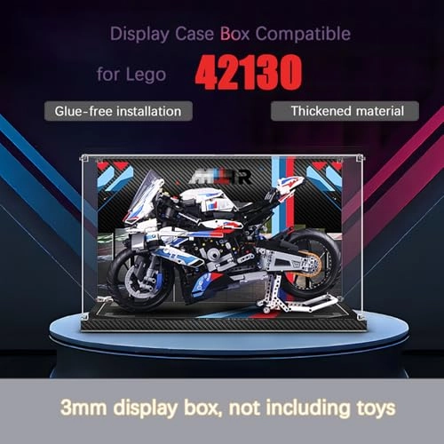 Display Case - Compatible with Lego 42130 Motorcycle M1000RR Dustproof 55 x 26 x 40 cm