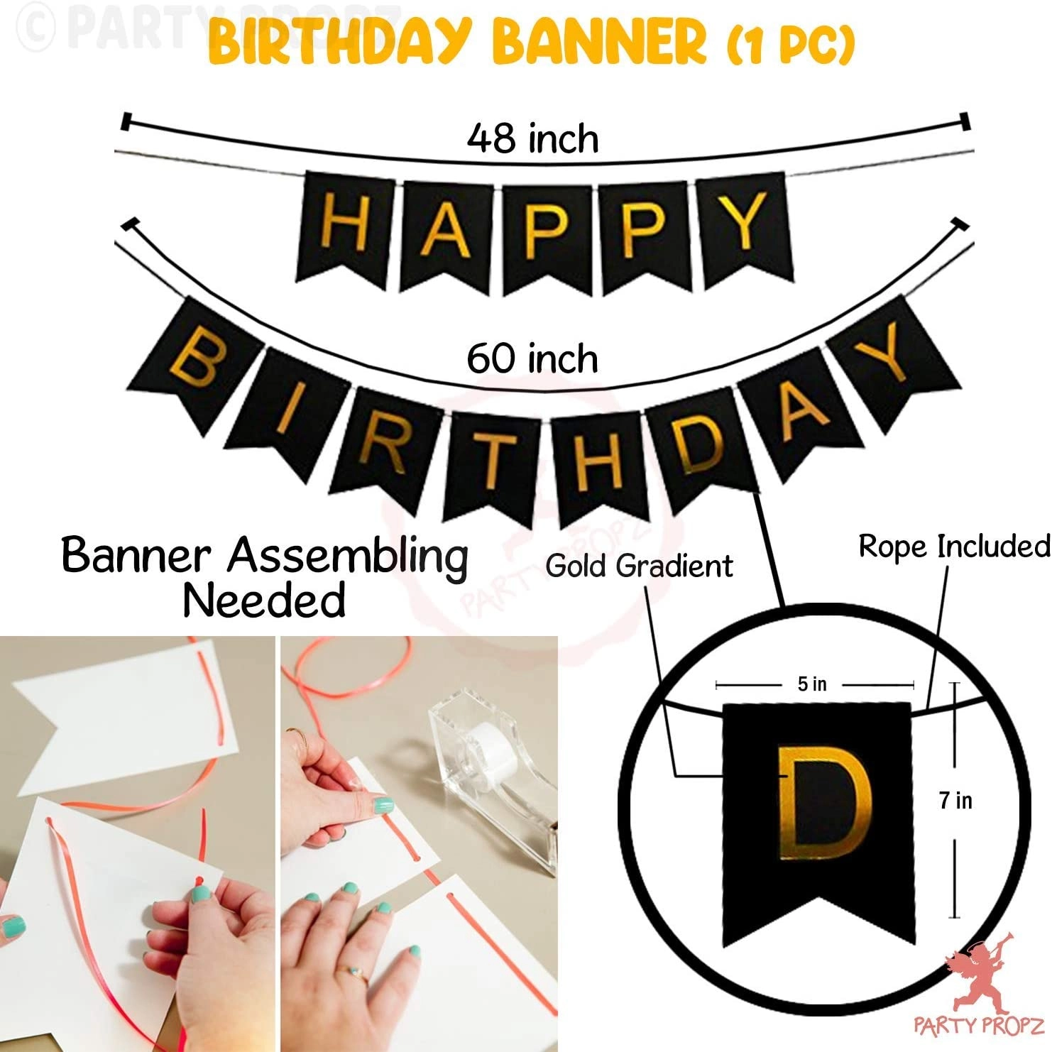 Birthday Banner With Confetti Balloons - 9 piece(s) Birthday