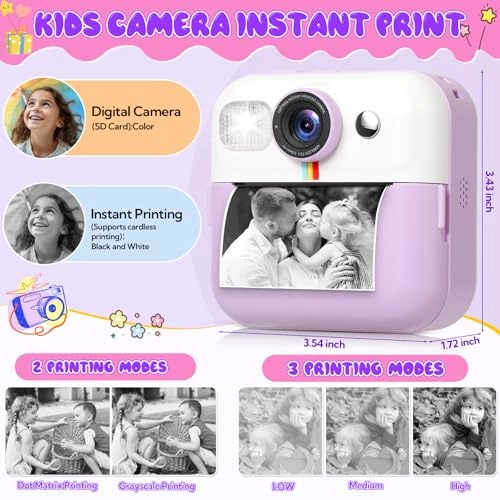 Photomaker Kit Kids 1080P Instant Print Camera + DIY Journal Kit - 93 Pcs