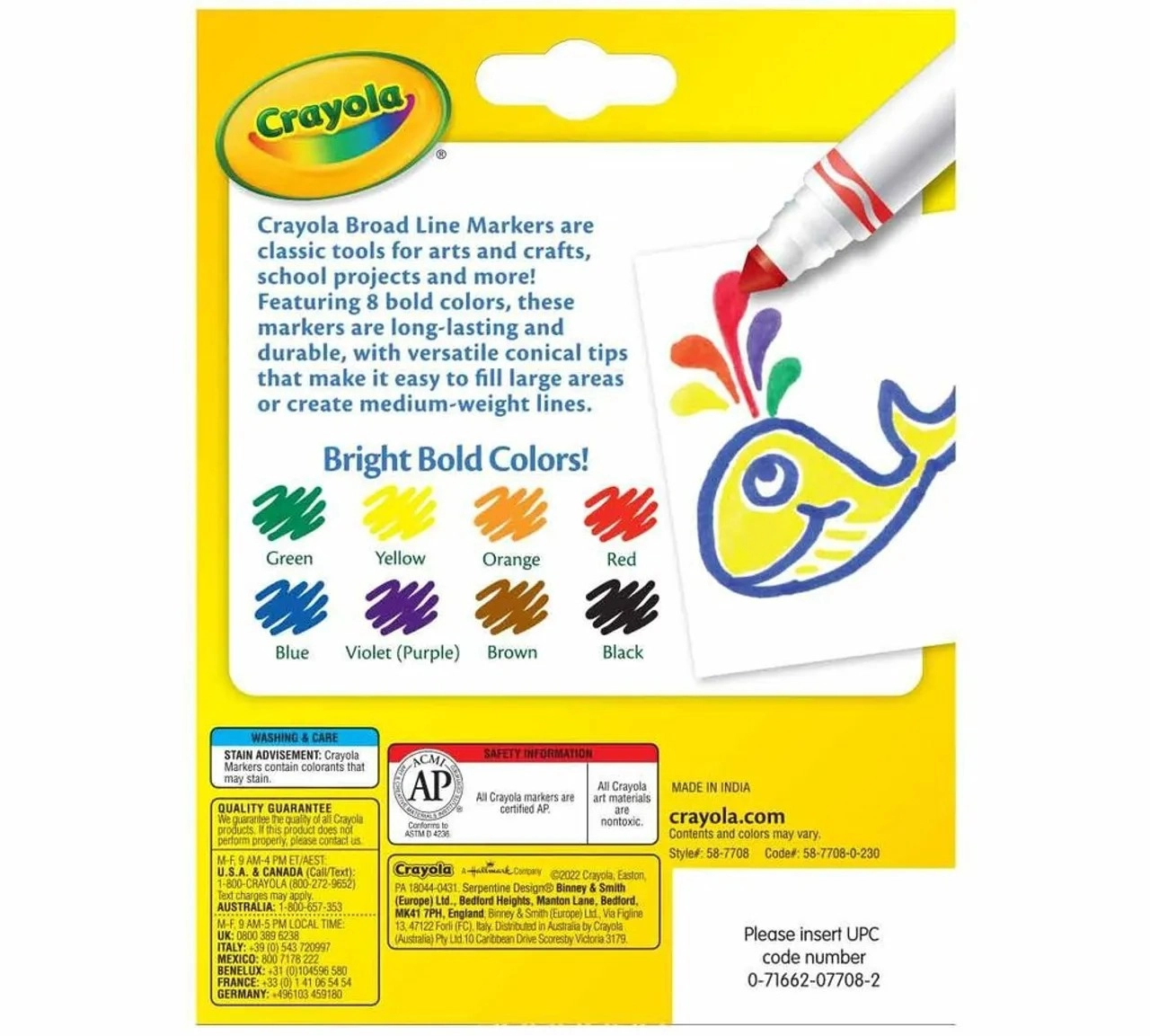 Broad Line Markers - Multi Colour conical tip