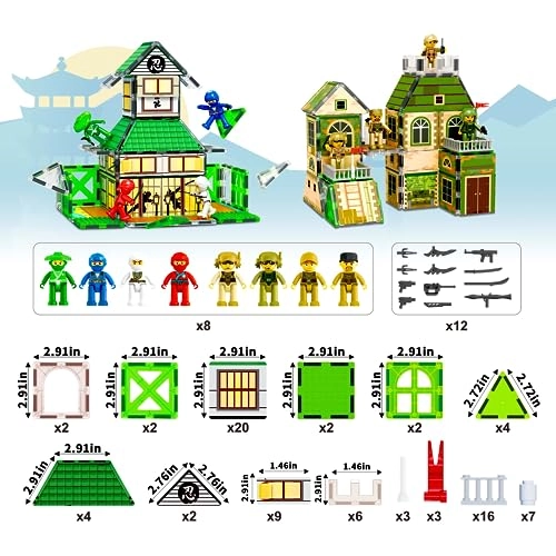 2-In-1 Magnetic Tiles - Ninja & Troop 102 pcs