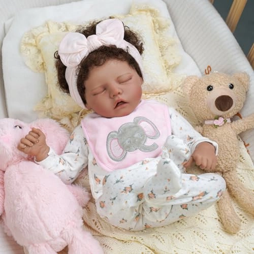 Reborn Baby Doll - 20 Inch Vinyl Cloth Body Black Ages 3+