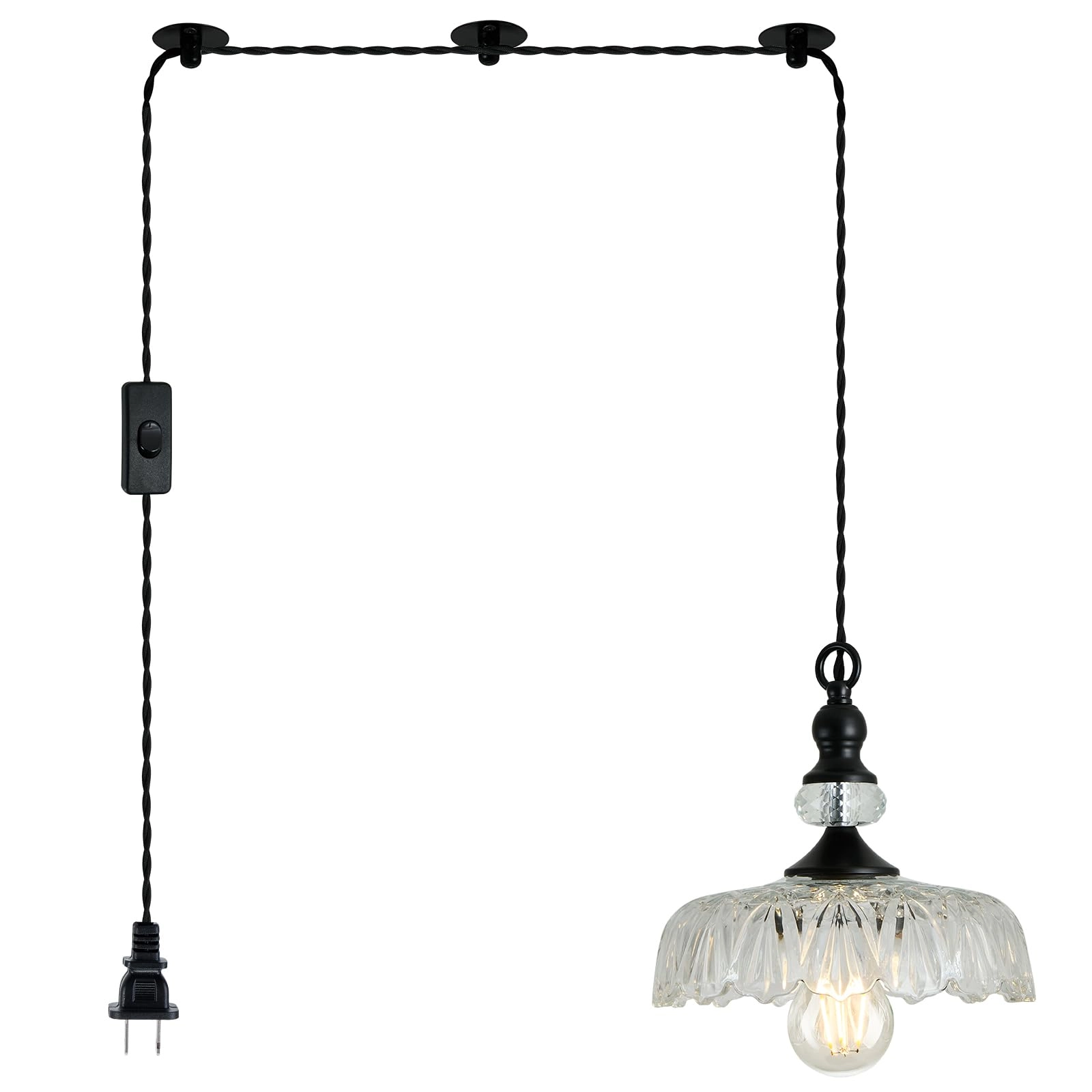 Plug in Glass Pendant Light - E26 60W