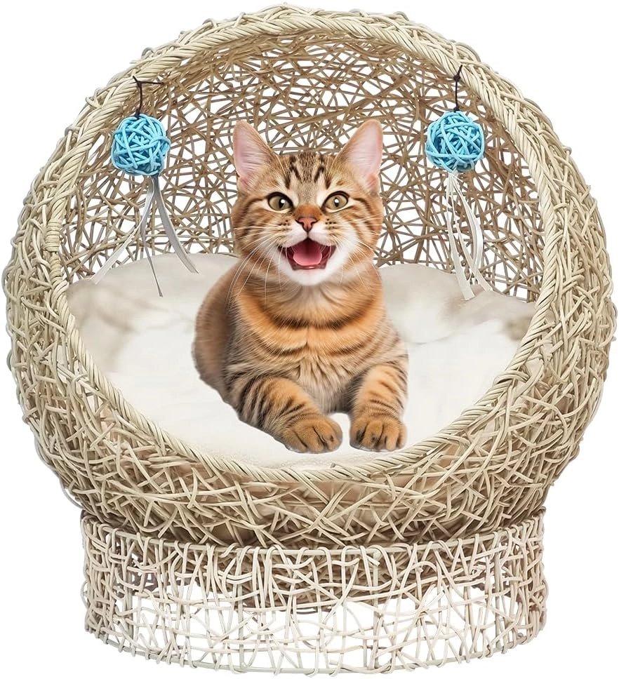 NNC Baby Pets Supplies Woven rattan cat bed