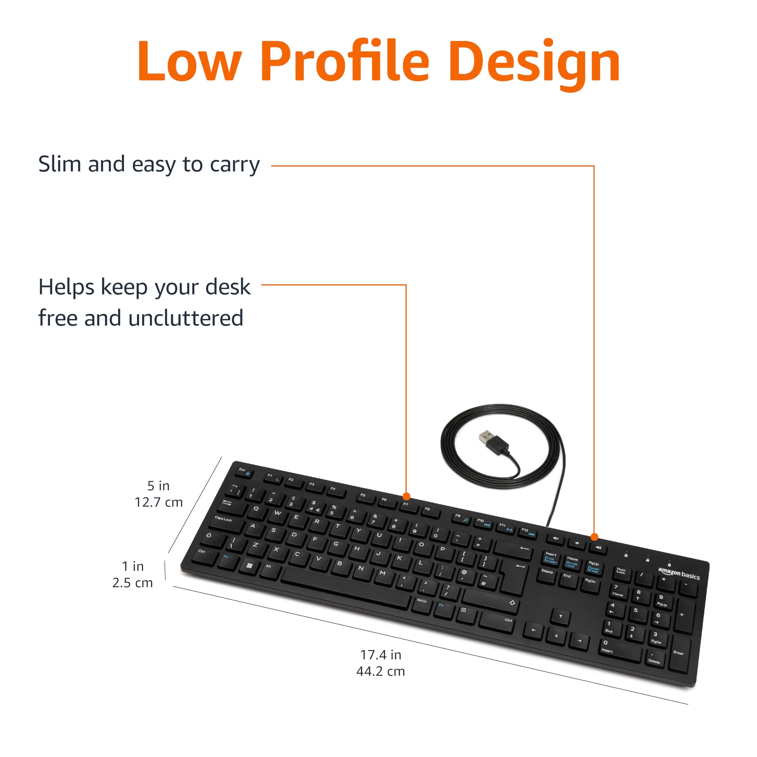 Low-Profile Wired USB Keyboard - UK Wired