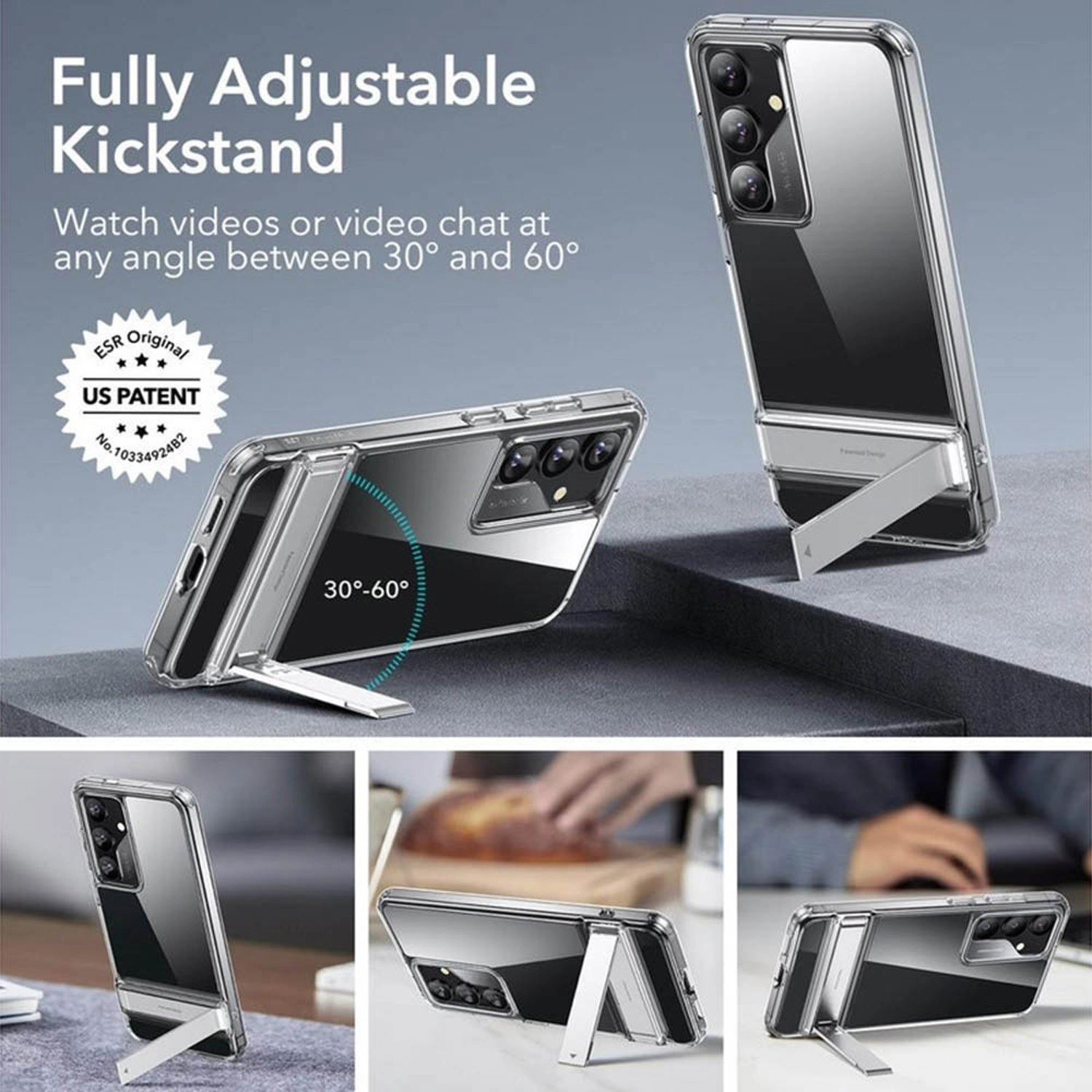 Metal Kickstand Clear Case for Samsung Galaxy S24 Plus
