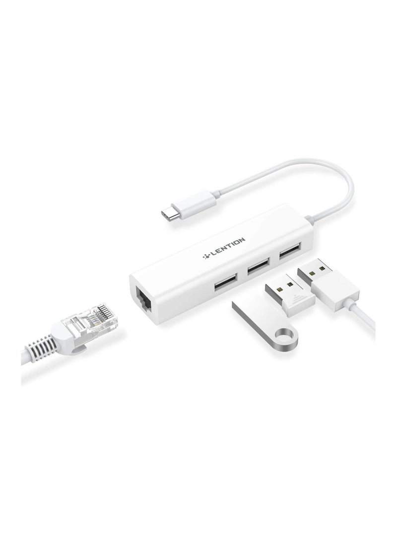 USB C to 3 USB 2.0 Ports Hub - Gigabit Ethernet 4K HDMI