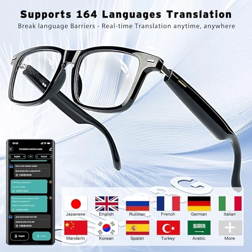 Ai Translation Smart Glasses - Bluetooth 5.3 115 Languages
