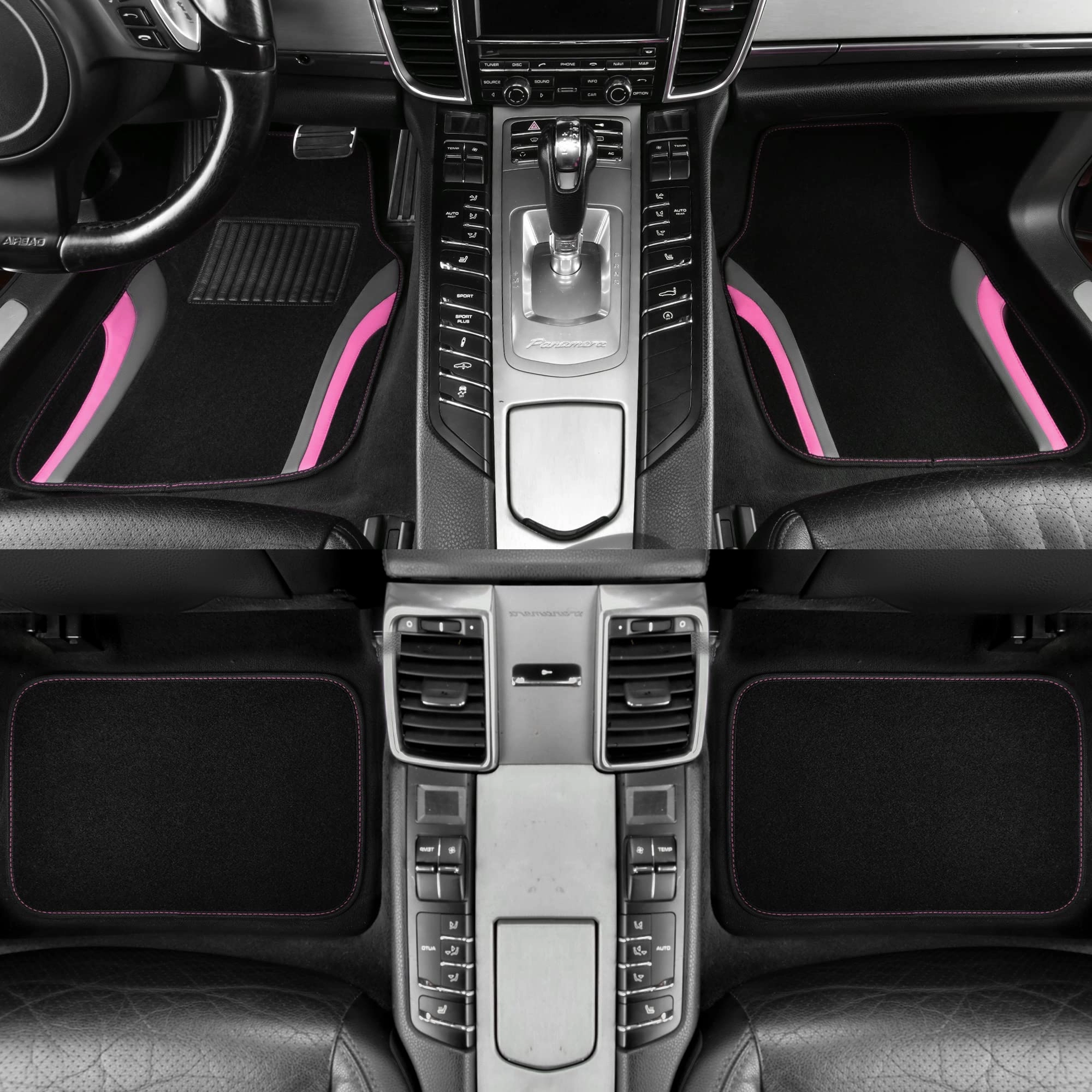 Universal Fit Car Floor Mats - Set of 4pcs Black and Burgundy