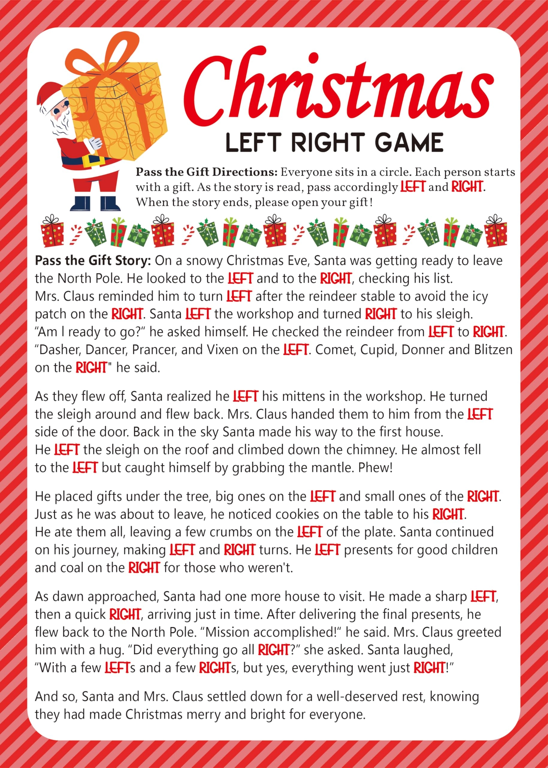 GNATV Christmas Left Right Pass Gift Game - English 15 years and up