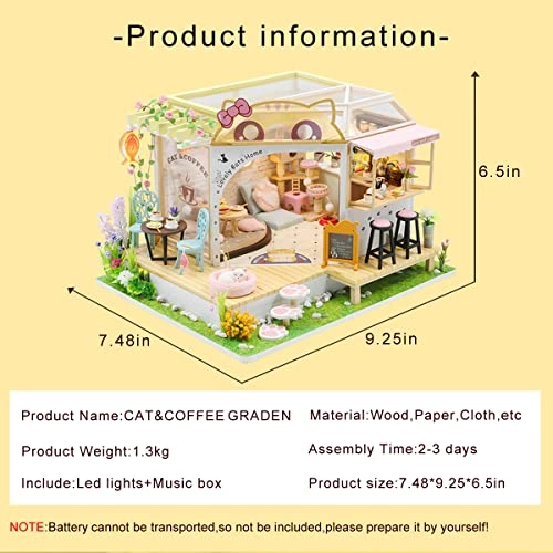 DIY Miniature Dolls House Kit - Cat Coffee Garden