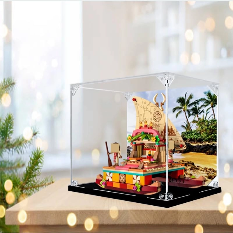 Clear Acrylic Display Case (43210) - 9.05x6.69x7.87in. Black Bottom+background