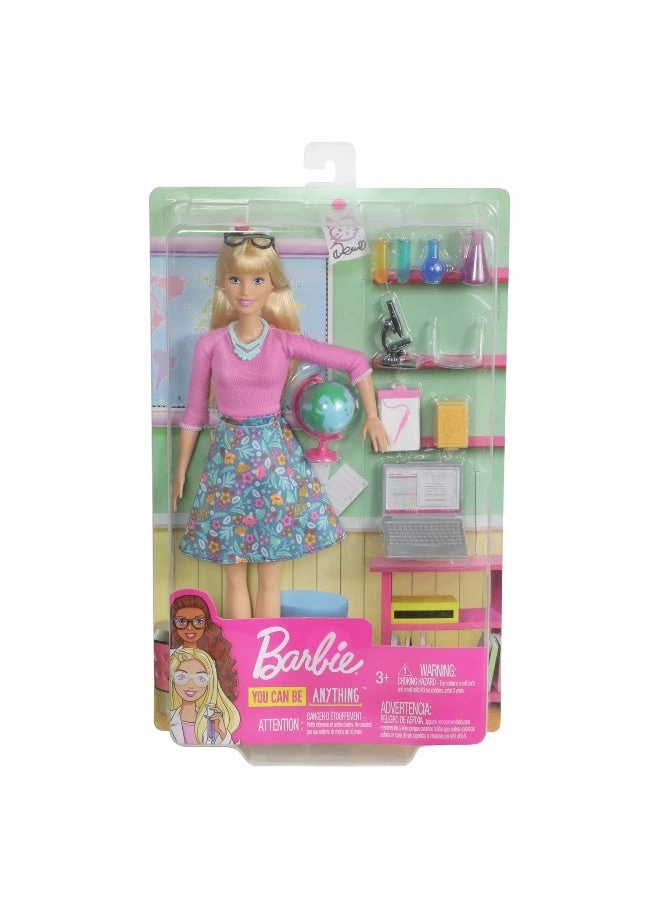 Barbie Teacher - 10 Accessories Spinning Globe Opening Laptop