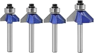Eyech 45 Degree Chamfer Router Bit Set - 1/4 Inch 4Pcs