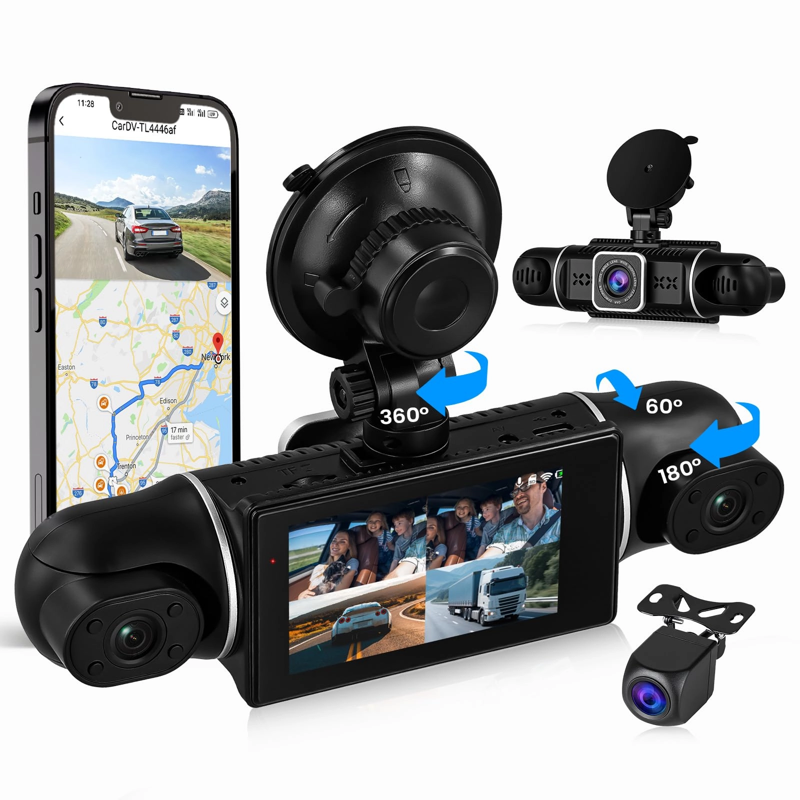AMprime 360°4 Channel 2K Dash Cam - 1440p