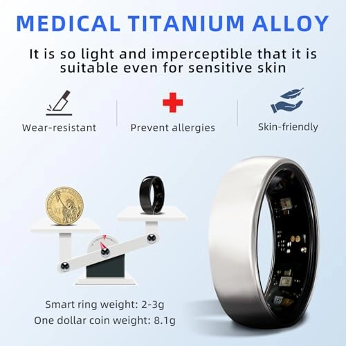 Smart Fitness Ring - Titanium 40+ Days Battery Life Rose Gold