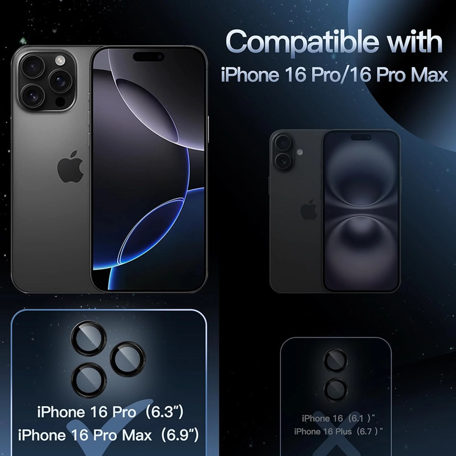 Clear Camera Lens Protector for iPhone 16 Pro / iPhone Pro Max