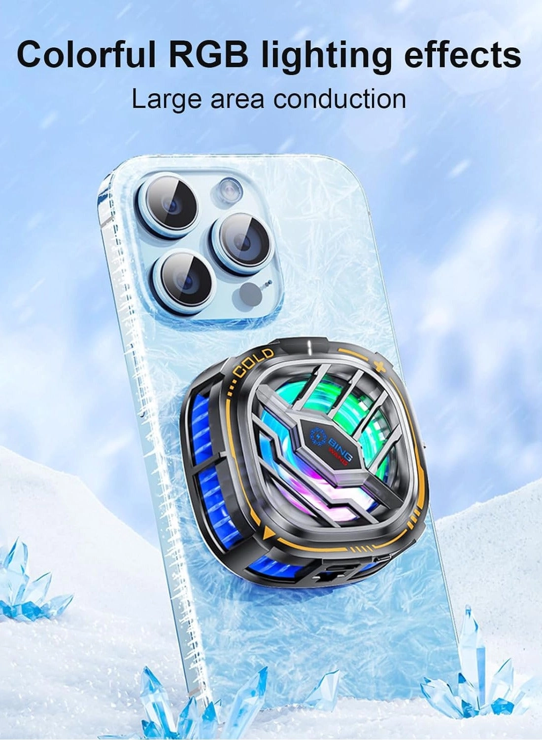 Magnetic Cell Phone Cooler - RGB Portable Silent Cooling 4.5-7.5 Inch