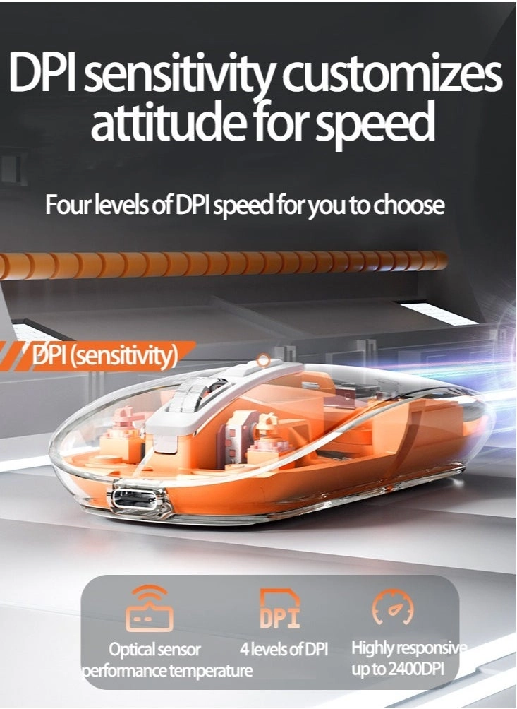 M133 Slim Transparent Dual Mode Wireless Bluetooth Mouse - Wireless