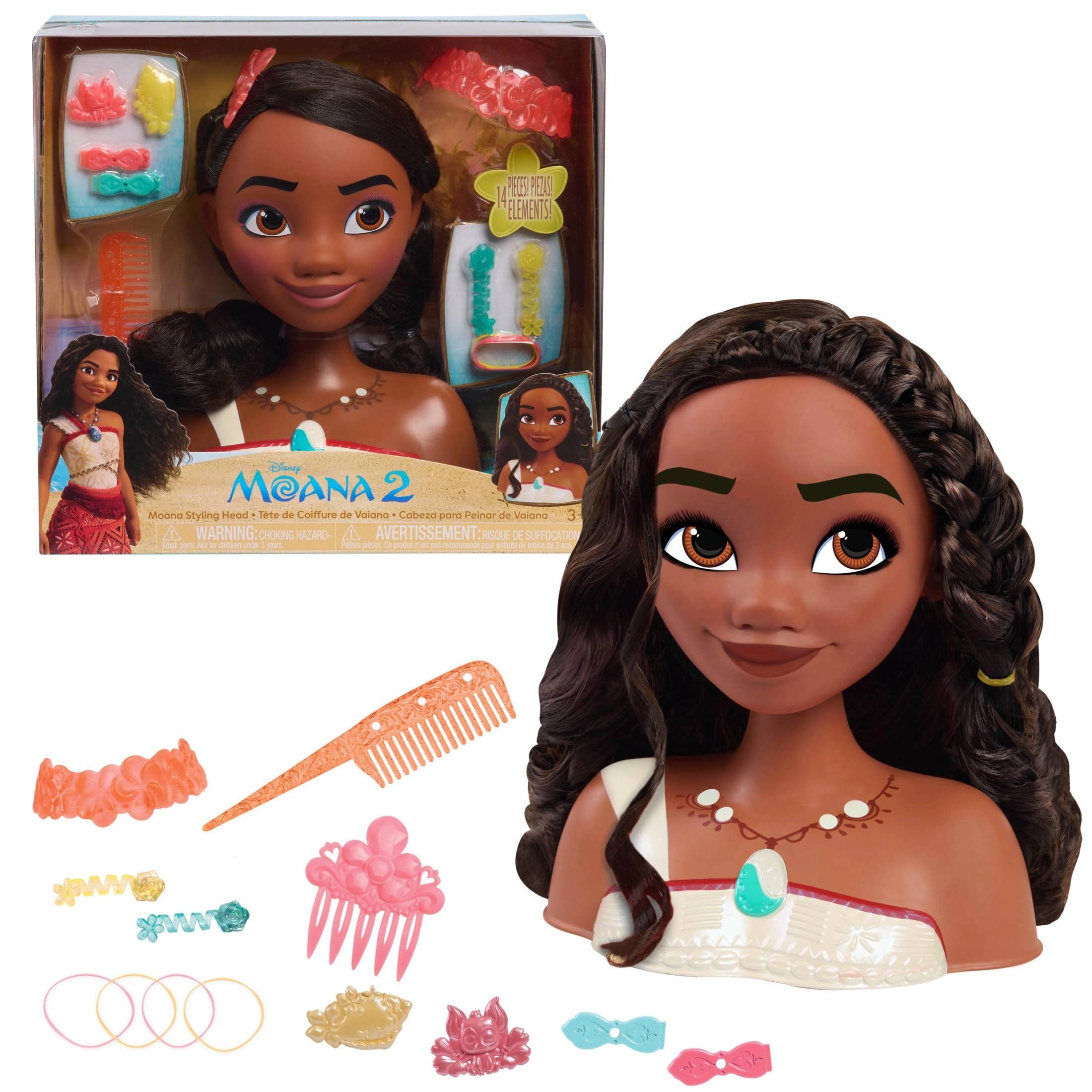 Just Play Moana - Disney Princess Styling Head - 3 years 14-Pieces (20.32 cm)
