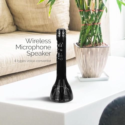 Wireless Karaoke Mic - 2-in-1 Built-in Speaker Black