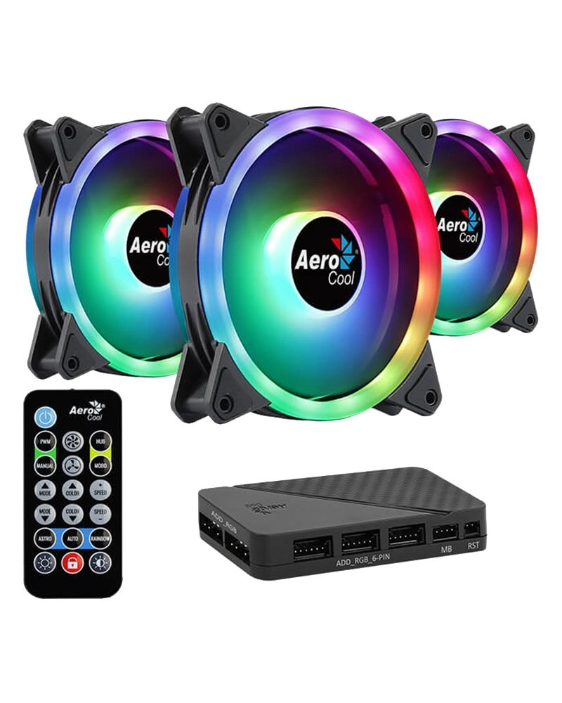 Aerocool Duo 12 Pro - 3 x 120mm + H66F - RGB Control Hub + Remote Control