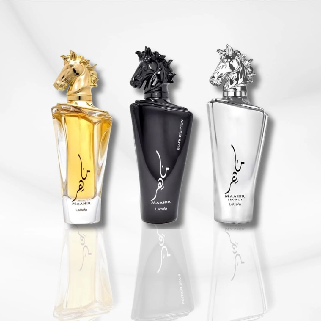 Lattafa Maahir - Eau de Parfum 3.4 Oz + Maahir Black Edition - Eau de Parfum 3.4 Oz + Maahir Legacy - Eau de Parfum 3.4 Oz