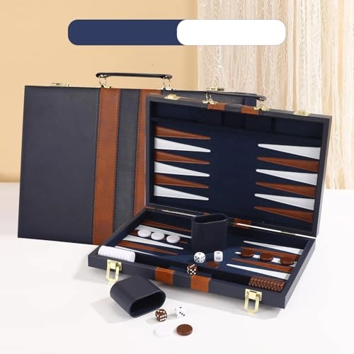 Backgammon Set - Blue 15inch PU Leather