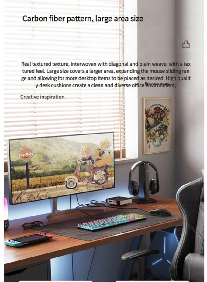 Large carbon fiber leather Gaming Mouse Pad - 80x40 cm