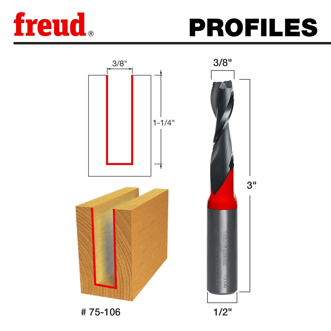 Up Spiral Router Bit - 3/8" 1/2"