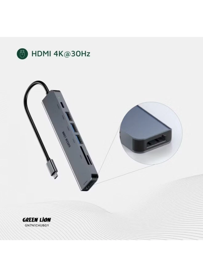 7-in-1 USB-C Hub - 4K@30Hz HDMI 87W PD 5Gbps