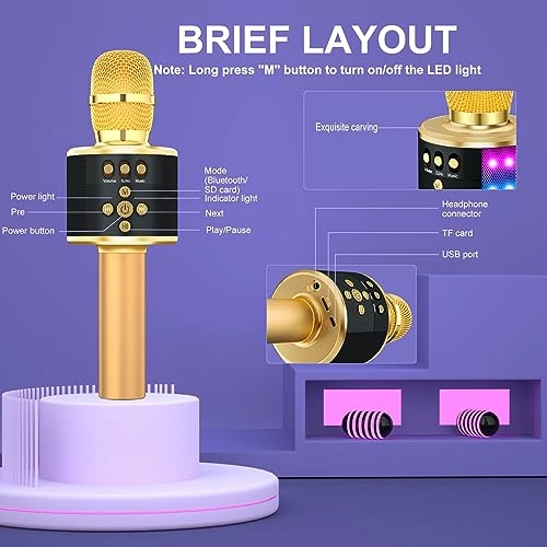 Karaoke Microphone Q78 - Bluetooth Disco Lights Echo Effect