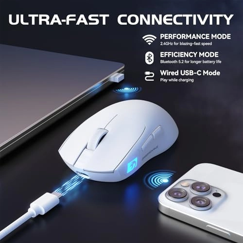 M4 Superlight Gaming Mouse - 2.4G/Bluetooth/Wired