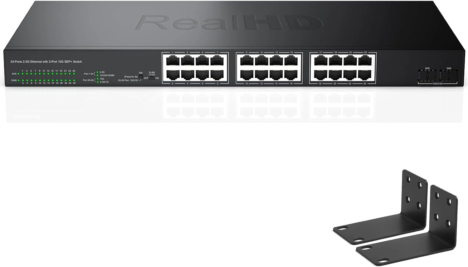 Real HD 24 port 2.5G ethernet switch without PoE 24-Ports