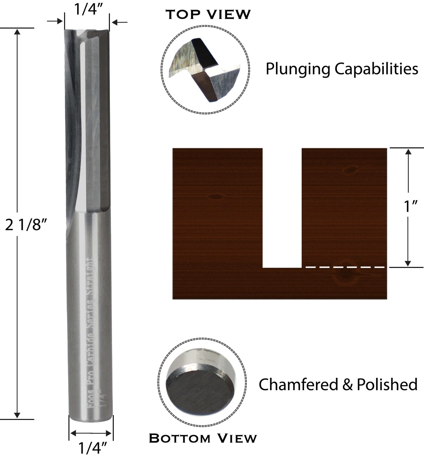 Straight Carbide Router bits - 1/4" 1/4â€