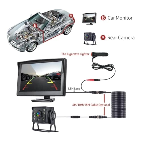 Car Rear View Camera With Monitor - Night Vision Wire