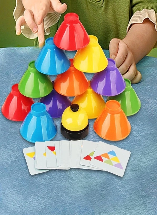 Stacking Game - Multicolour Plastic Cones Pattern Cards