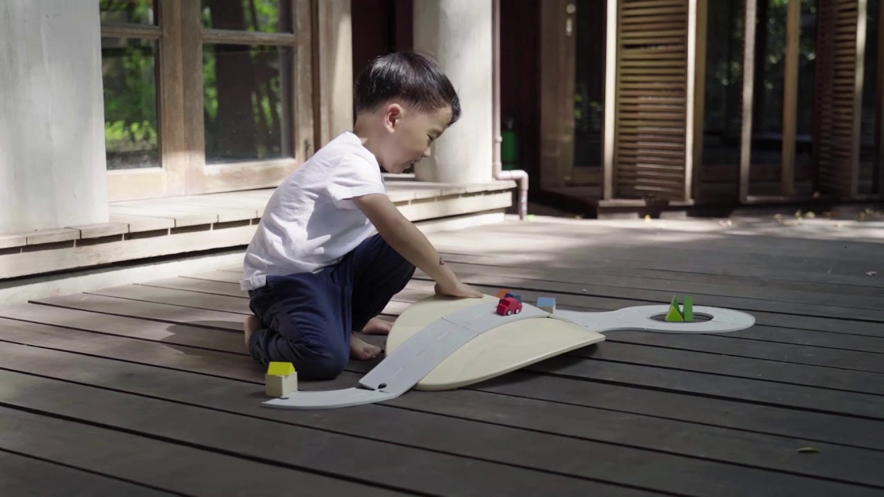 Wooden Rubber Road & Rail Playset - 19pcs