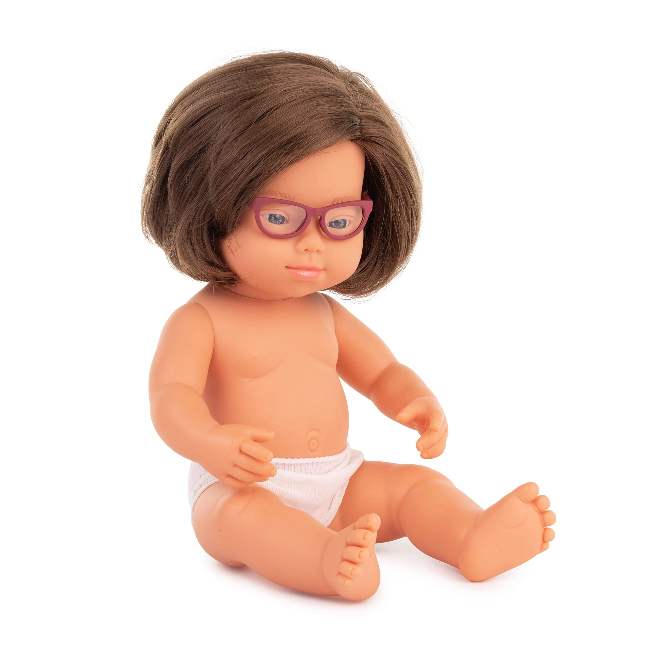 miniLAnD Baby Doll with Down Syndrome - 38 cm Vinyl with Glasses