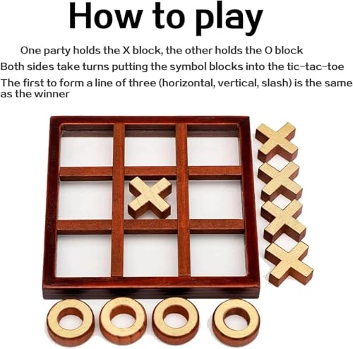 Tic Tac Toe - Wooden Family Game Two-Player