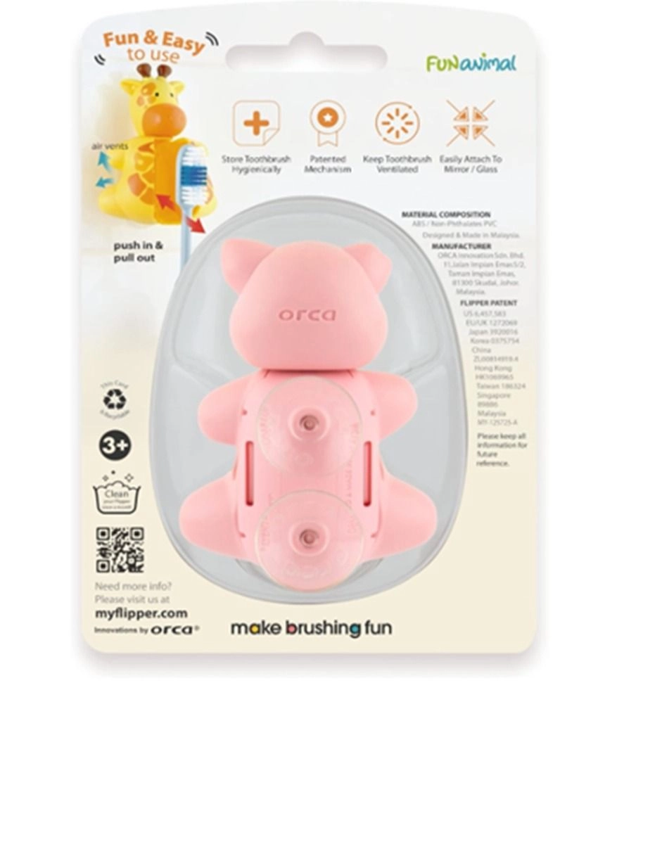 Toothbrush Cover - Fun Animal Piggy Pink