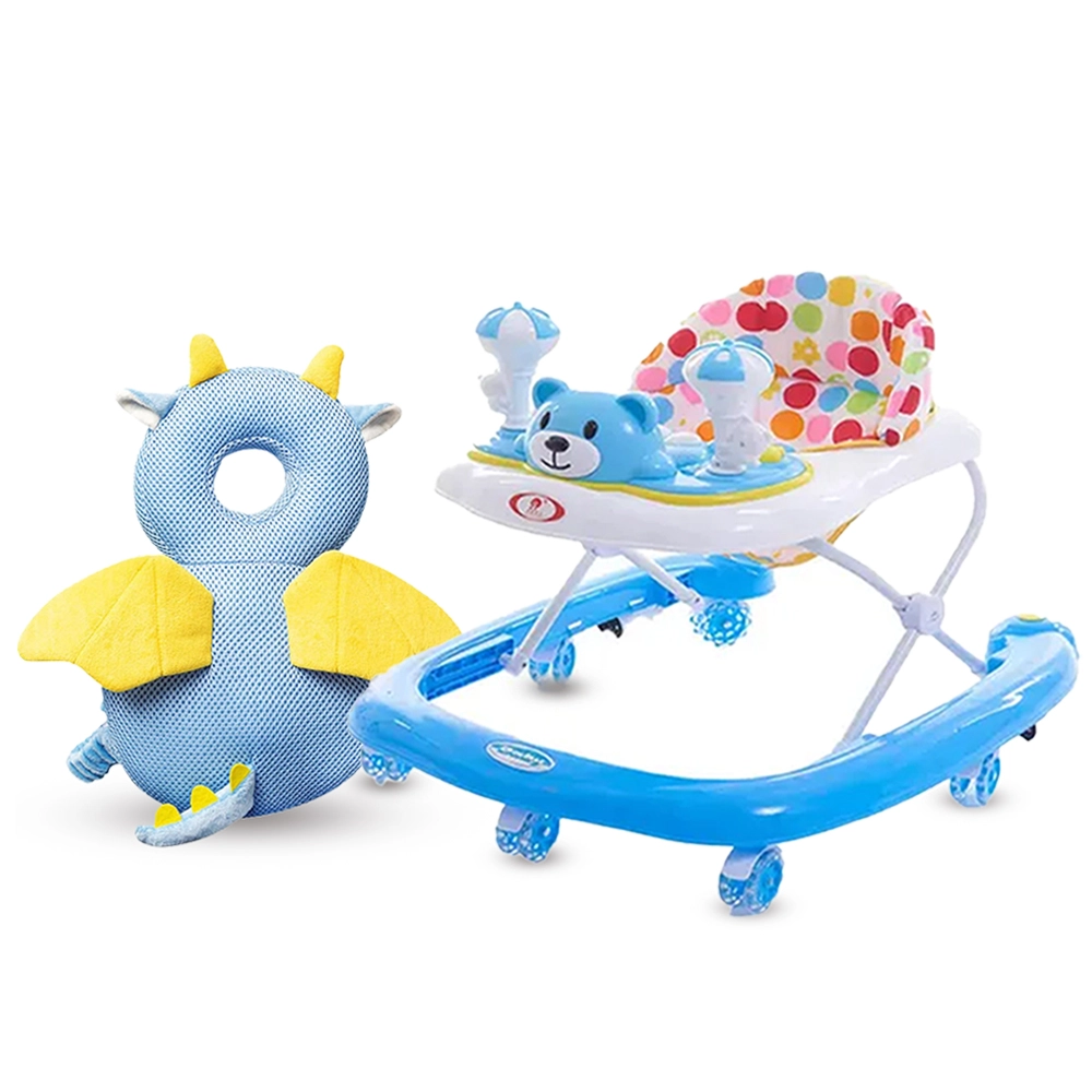 Baby Walker - Coffee + Head Protection Pillow - Blue