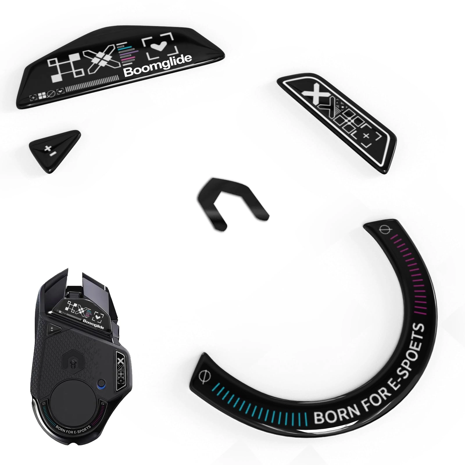 RUNJRX KEYBOARD Glass Mouse Feet - Black Print for gaming mice